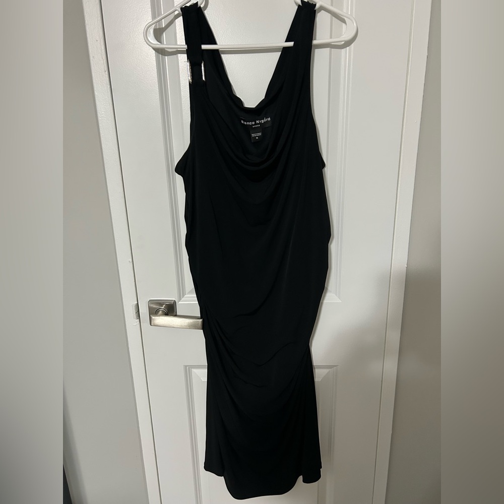 Bianca Nygard Fitted Roushed Black Dress